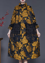 Load image into Gallery viewer, Style Yellow Jacquard Patchwork Pockets Cotton Dress Spring