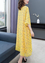 Load image into Gallery viewer, Style Yellow O Neck Print Patchwork Chiffon Dress Summer