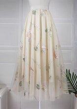 Load image into Gallery viewer, Stylish Apricot Embroidered High Waist Tulle Skirts Spring