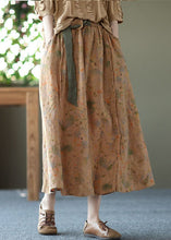 Load image into Gallery viewer, Stylish Apricot Wrinkled PocketsPrint Linen Skirts Summer