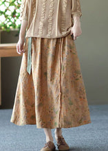 Load image into Gallery viewer, Stylish Apricot Wrinkled PocketsPrint Linen Skirts Summer