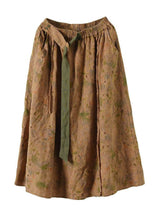 Load image into Gallery viewer, Stylish Apricot Wrinkled PocketsPrint Linen Skirts Summer