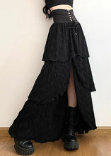 Load image into Gallery viewer, Stylish Black Lace Up Side Open Cotton Skirt Summer