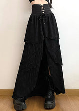 Load image into Gallery viewer, Stylish Black Lace Up Side Open Cotton Skirt Summer