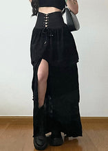 Load image into Gallery viewer, Stylish Black Lace Up Side Open Cotton Skirt Summer