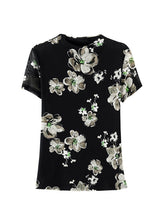 Load image into Gallery viewer, Stylish Black O Neck Print Tulle T Shirts Top Summer