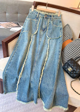 Load image into Gallery viewer, Stylish Blue Pockets High Waist Patchwork Denim Skirts Summer