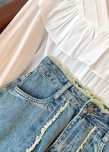 Load image into Gallery viewer, Stylish Blue Pockets High Waist Patchwork Denim Skirts Summer