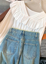 Load image into Gallery viewer, Stylish Blue Pockets High Waist Patchwork Denim Skirts Summer