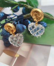 Load image into Gallery viewer, Stylish Blue Sterling Silver Overgild Crystal Love Drop Earrings