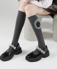 Load image into Gallery viewer, Stylish Bow Floral Jacquard Over The Calf Socks