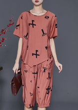 Load image into Gallery viewer, Stylish Brick Red Asymmetrical Print Linen Two Pieces Set Summer