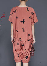 Load image into Gallery viewer, Stylish Brick Red Asymmetrical Print Linen Two Pieces Set Summer