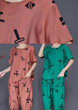 Load image into Gallery viewer, Stylish Brick Red Asymmetrical Print Linen Two Pieces Set Summer