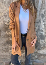 Load image into Gallery viewer, Stylish Brown Peter Pan Collar Button Patchwork Faux Suede Coat Fall