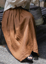 Load image into Gallery viewer, Stylish Brown Pockets Wrinkled Elastic Waist Cotton Skirt Spring