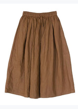 Load image into Gallery viewer, Stylish Brown Pockets Wrinkled Elastic Waist Cotton Skirt Spring