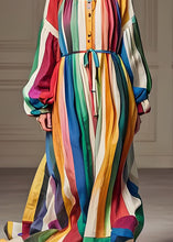 Load image into Gallery viewer, Stylish Colorblock U Neck Patchwork Cotton Dresses Lantern Sleeve