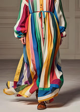 Load image into Gallery viewer, Stylish Colorblock U Neck Patchwork Cotton Dresses Lantern Sleeve