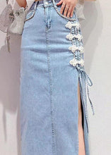 Load image into Gallery viewer, Stylish Denim Blue Patchwork High Waist Maxi Skirt