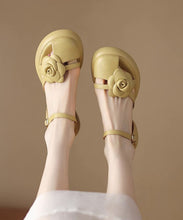 Load image into Gallery viewer, Stylish Floral Splicing Chunky Sandals Yellow Faux Leather