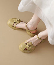 Load image into Gallery viewer, Stylish Floral Splicing Chunky Sandals Yellow Faux Leather