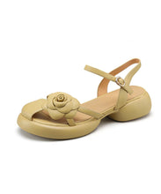 Load image into Gallery viewer, Stylish Floral Splicing Chunky Sandals Yellow Faux Leather