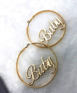 Stylish Gold Metal Alloy Graphic Hoop Earrings