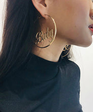 Load image into Gallery viewer, Stylish Gold Metal Alloy Graphic Hoop Earrings