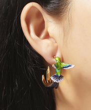 Load image into Gallery viewer, Stylish Green Bird Metal Women&#39;s Hoop Earrings