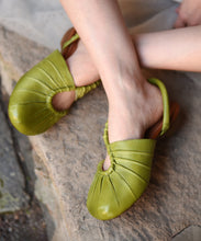 Load image into Gallery viewer, Stylish Green Cowhide Leather Cross Strap Splicing Sandals