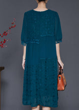 Load image into Gallery viewer, Stylish Green Embroidered Patchwork Chiffon Dress Summer