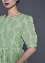 Load image into Gallery viewer, Stylish Green Silm Fit Cotton Long Dress Puff Sleeve