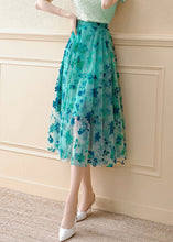 Load image into Gallery viewer, Stylish Green Zippered High Waist Tulle Skirts Summer