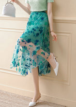 Load image into Gallery viewer, Stylish Green Zippered High Waist Tulle Skirts Summer