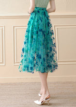 Load image into Gallery viewer, Stylish Green Zippered High Waist Tulle Skirts Summer