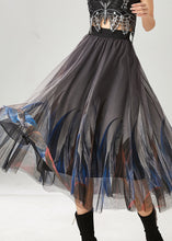 Load image into Gallery viewer, Stylish Grey Feather Print Tulle Skirts Summer