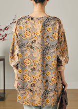 Load image into Gallery viewer, Stylish Khaki V Neck Print Chiffon Shirt Top Spring