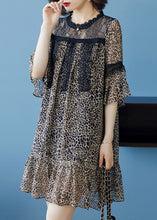 Load image into Gallery viewer, Stylish Leopard Ruffled Lace Patchwork Chiffon Dresses Summer