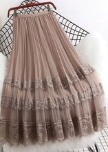 Load image into Gallery viewer, Stylish Loose Pink Lace Patchwork Wrinkled Tulle Skirts Spring