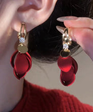 Load image into Gallery viewer, Stylish Mulberry Sterling Silver Overgild Zircon Frosting Drop Earrings