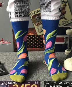 Stylish Novelty Jacquard Cotton Mid Calf Socks