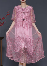 Load image into Gallery viewer, Stylish Pink Embroidered Tulle Vacation Dresses Summer