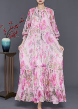 Load image into Gallery viewer, Stylish Pink Oversized Print Chiffon Maxi Dresses Spring