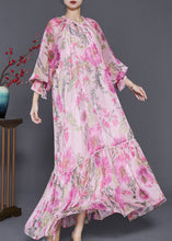 Load image into Gallery viewer, Stylish Pink Oversized Print Chiffon Maxi Dresses Spring