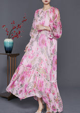 Load image into Gallery viewer, Stylish Pink Oversized Print Chiffon Maxi Dresses Spring