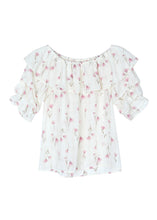 Load image into Gallery viewer, Stylish Pink Ruffled Print Chiffon Blouses Summer