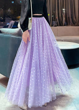 Load image into Gallery viewer, Stylish Purple Dot Elastic Waist Tulle Maxi Skirts