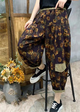 Load image into Gallery viewer, Stylish Purple Print Linen Harem Pants Summer