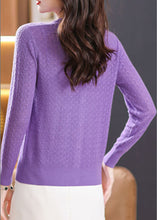 Load image into Gallery viewer, Stylish Purple V Neck Button Knit Cardigan Fall